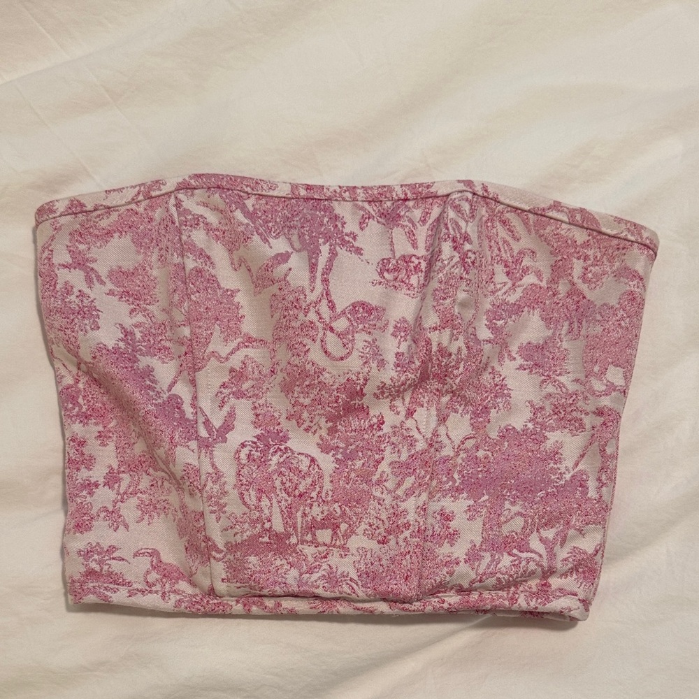 Pink and White Corset Top